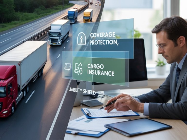 Freight broker reviewing contingent cargo insurance documents.